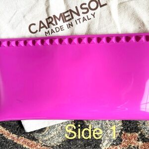 CARMENSOL Fuschia Julian Pochette Hot Pink Studded Jelly Clutch